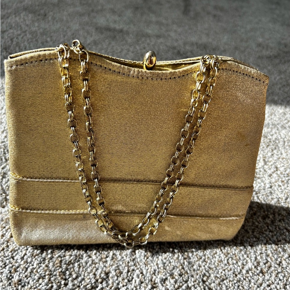 Gold Lameé Shoulder Evening Bag
